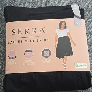 Serra Black A-Line Midi Skirt for Work